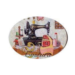 cartel de letrero de dibujo de costura sobre placa de madera