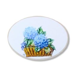 placa decorativa para puerta con dibujo de flores azules